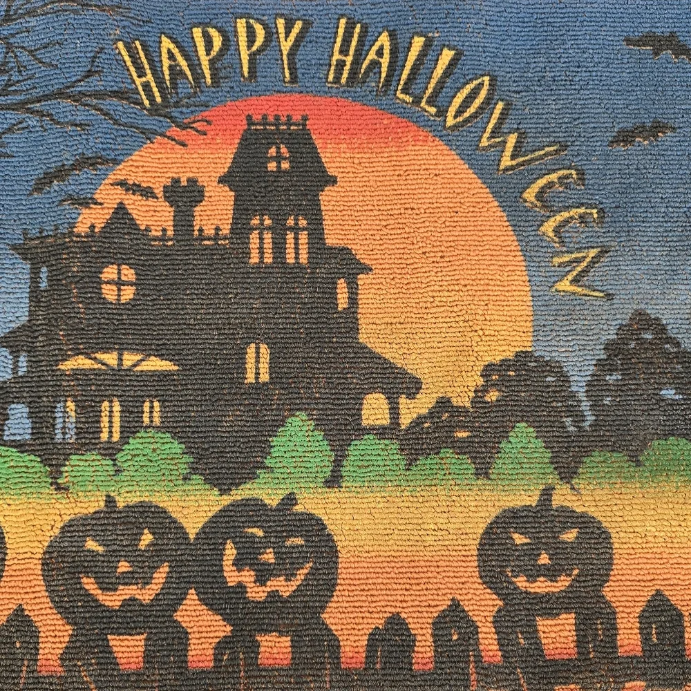 Halloween-Themed Door Mat - Black, Orange, Blue And Green - OS